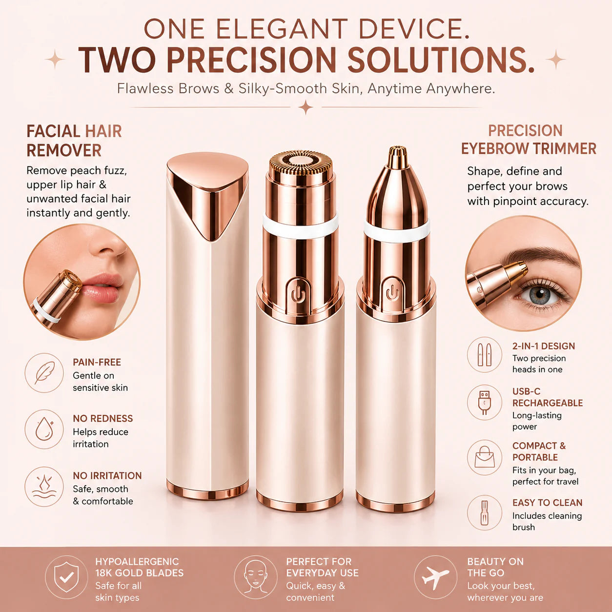 Smooth Skin Trimmer – 2-in-1 Facial & Eyebrow Precision Tool